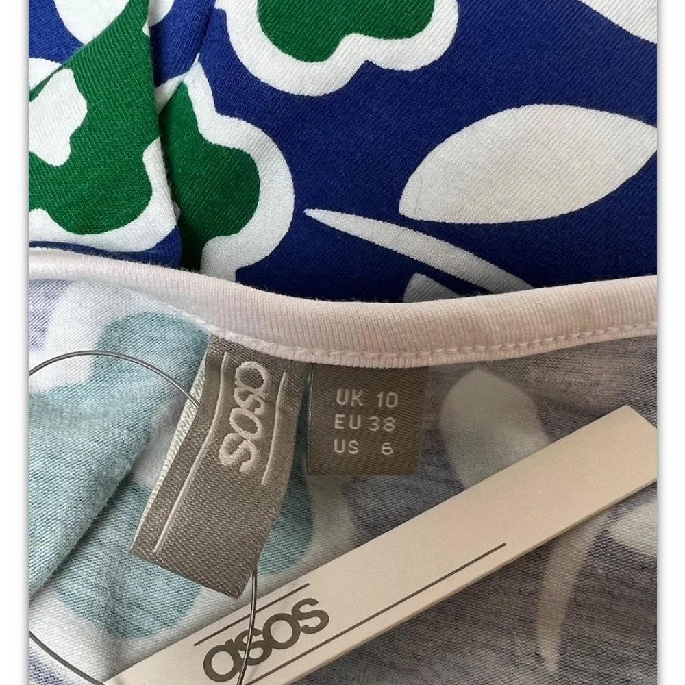 ASOS Tank Dress NWT Blue Green White Shift Floral Sleeveless Summer Size 6